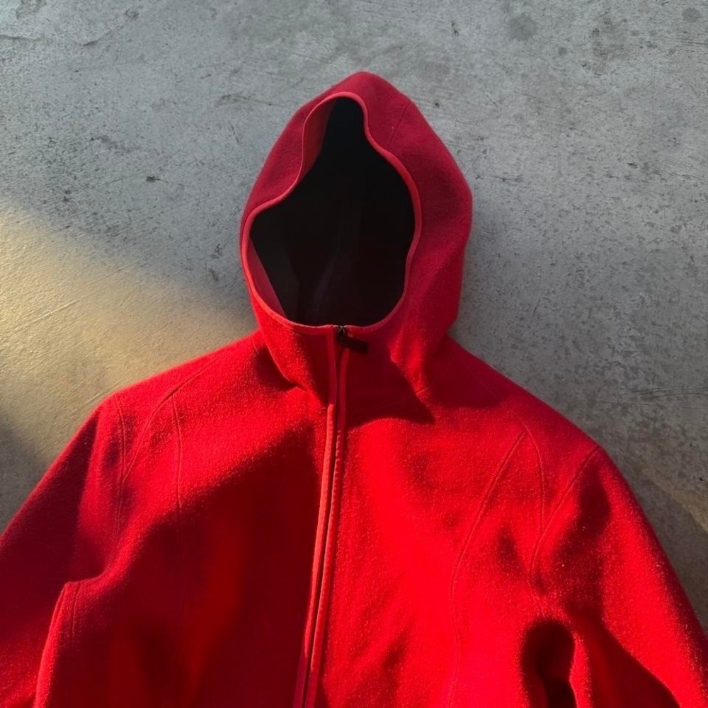 Arcteryx Lanea Long Coat Wool Jacket Womens Medium Candy Apple Red Hiking - Picture 2 of 7